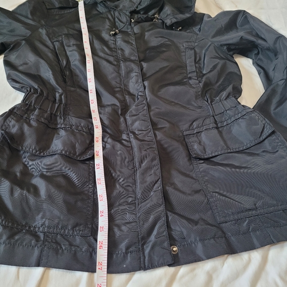 Zara Basic Black Coat Jacket with Removable and Adjustable Hood Size Large - Picture 11 of 11